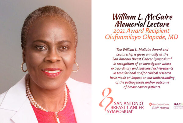 Dra. Olufunmilayon Olapade receberá prêmio este ano no próximo San Antonio Breast Cancer Symposiun